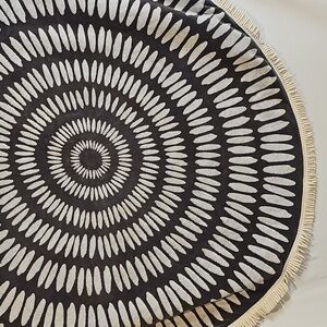 The Beach People Roundie Round Fringed Beach Towel Blue Cream